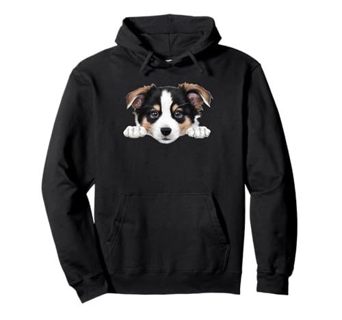 Retrato de perro con cara de cachorro Border Collie Sudadera con Capucha