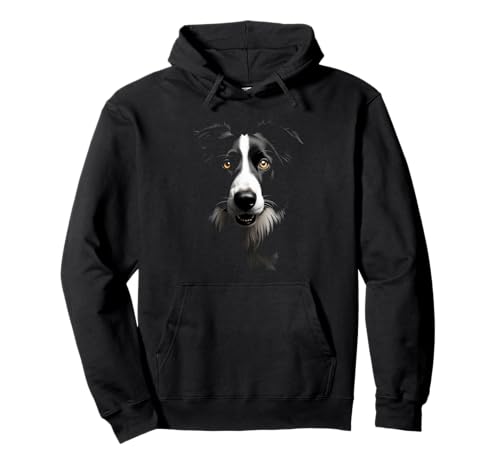 Cara de perro collie negra de border collie Sudadera con Capucha
