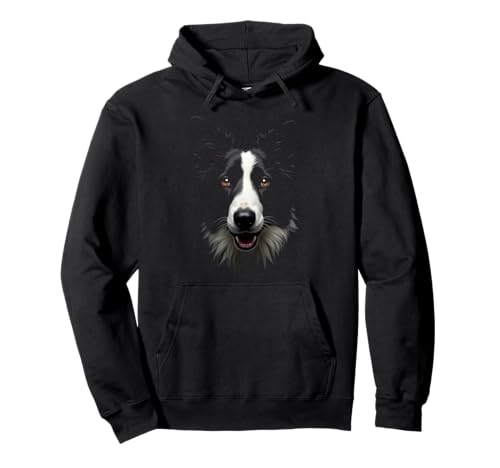 Cara de perro collie negra de border collie Sudadera con Capucha