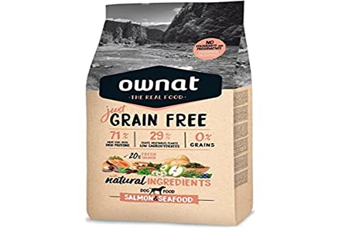 Ownat Dog, para perros, Just Grain Free Salmon & Seafood, sabor Pescado 14000 g
