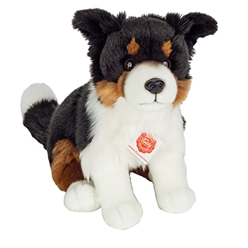 Teddy Hermann 91956 Perro Border Collie Tricolor Sentado 30 cm, Peluche