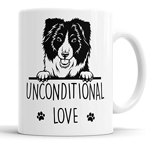 Faithful Prints Taza de cerámica con diseño de Border Collie con texto en...