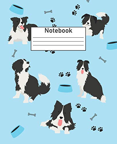 Notebook: Border Collie Themed Wide Ruled 120 page Composition Notebook