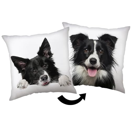 sarcia.eu Border Collie Perro Cojín Cuadrado, cojín Decorativo Doble Cara,...