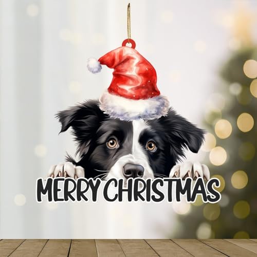 WoGuangis Border Collie - Árbol de Navidad acrílico para recuerdo de perro,...