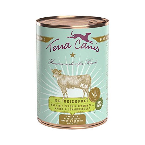 Pack de 12 latas de Terra Canis de 400gr cada una. Sin cereales, sabor a ternera