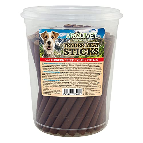 Arquivet, Tender Meat Sticks Ternera 500 g, Palitos Blandos para Perros, Snacks,...
