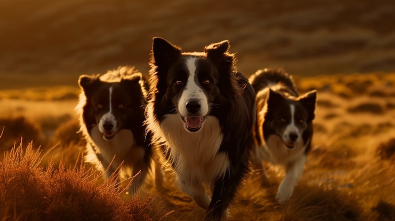 Border Collies acechando