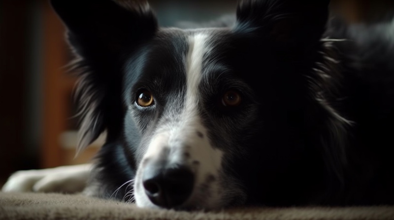 Border collie en un piso